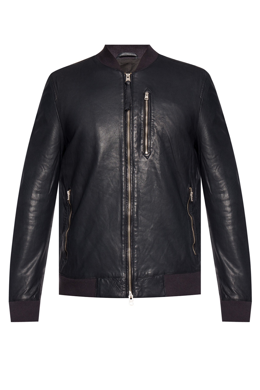 Allsaints kino leather 2025 bomber jacket